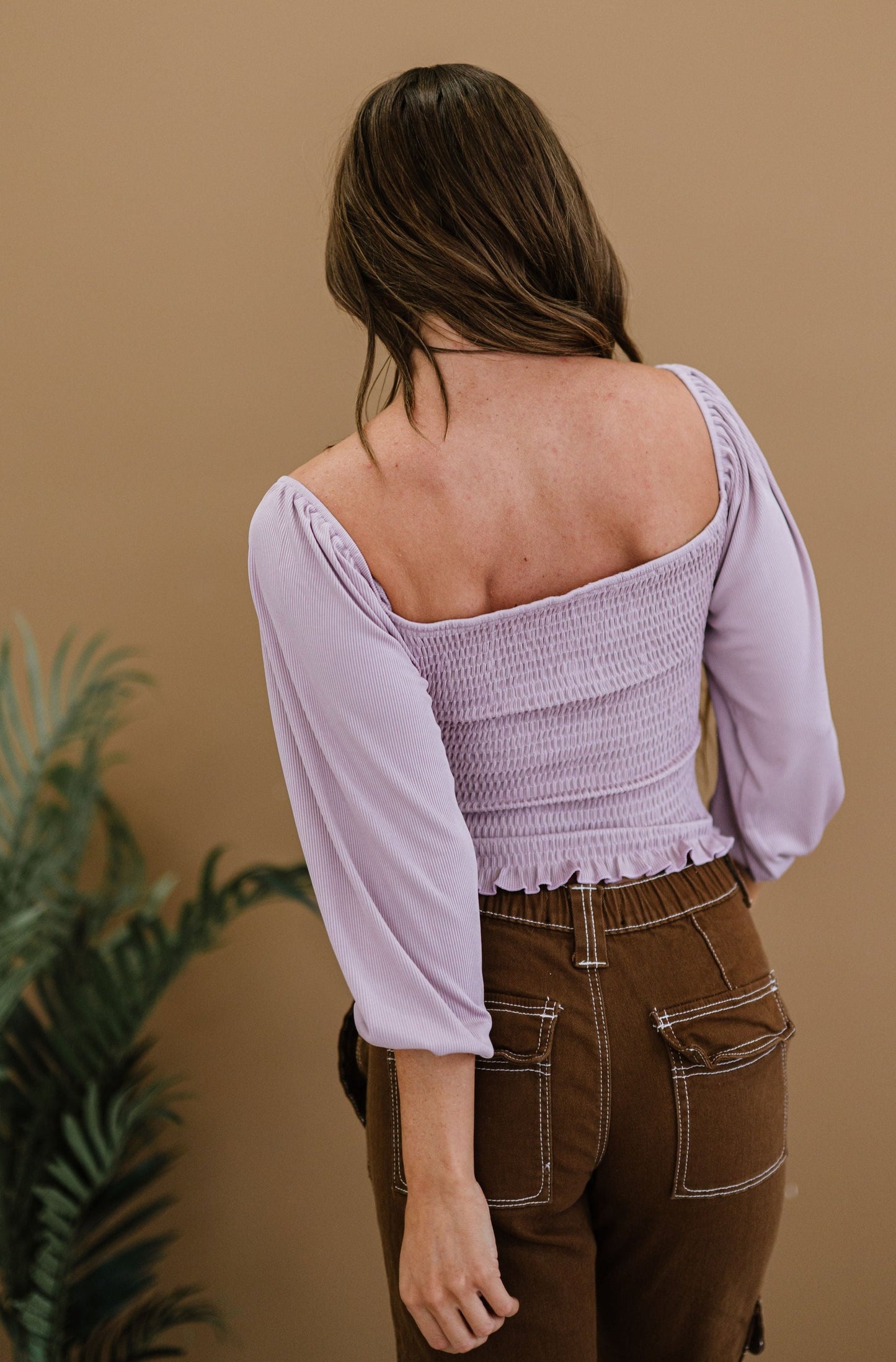 Izzy Ribbed Blouse - Purple